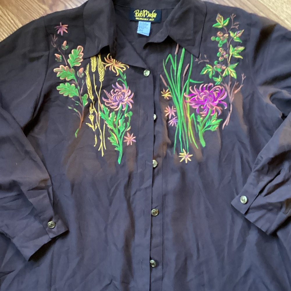 Bob Mackie Dark Brown Wearable Art Shirt - image 6